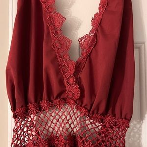 Y2K open red/wine back dress